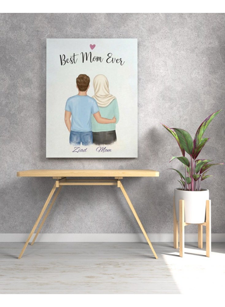 Home Gallery Custom Mom & Son Canvas with Your Chosen Name for the Son - Image 4