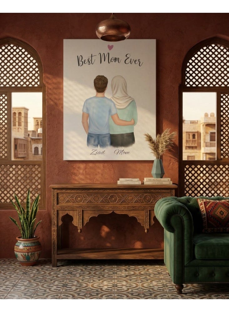 Home Gallery Custom Mom & Son Canvas with Your Chosen Name for the Son - Image 3
