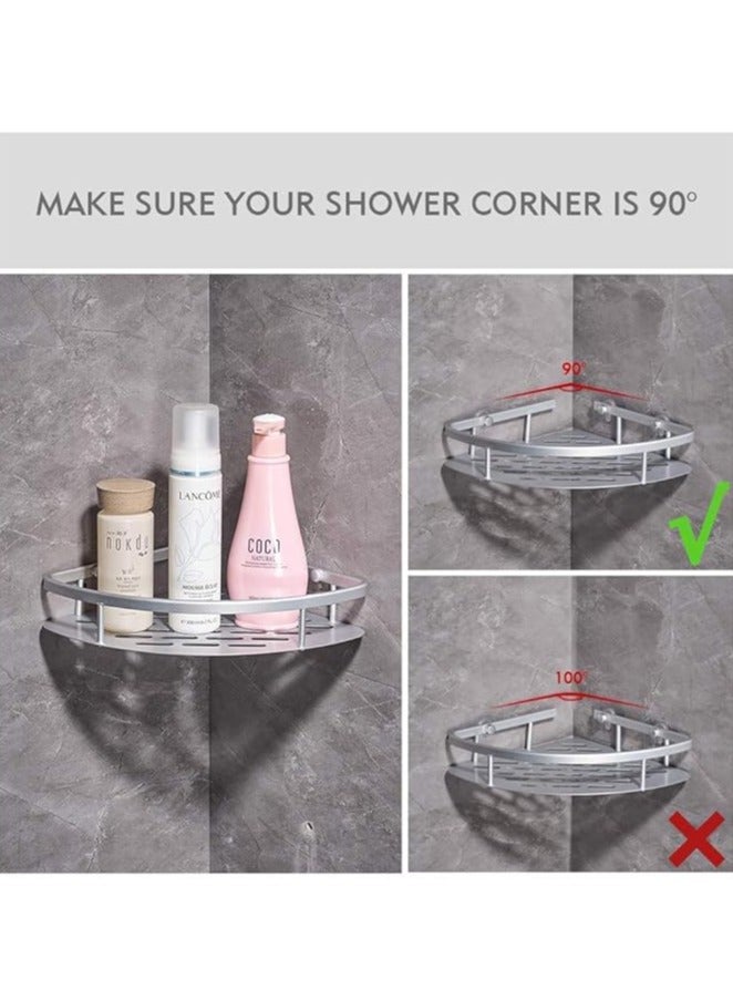 عام سلة تخزين مثبّتة على الحائط على شكل مثلث، حامل زاوية مفرد من الفولاذ المقاوم للصدأ، معدات الحمام، حامل شامبو ودش ومستحضرات التجميل وصابون، رف الحمام، منظم رف. - Image 2