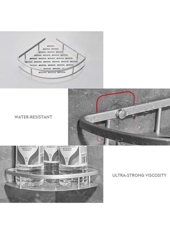 عام سلة تخزين مثبّتة على الحائط على شكل مثلث، حامل زاوية مفرد من الفولاذ المقاوم للصدأ، معدات الحمام، حامل شامبو ودش ومستحضرات التجميل وصابون، رف الحمام، منظم رف. - Image 3