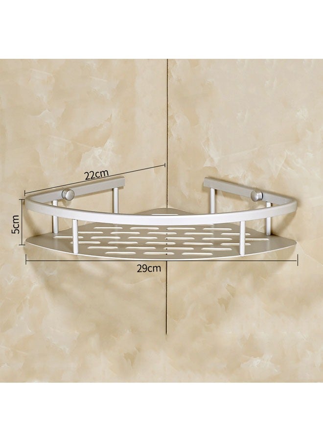 عام سلة تخزين مثبّتة على الحائط على شكل مثلث، حامل زاوية مفرد من الفولاذ المقاوم للصدأ، معدات الحمام، حامل شامبو ودش ومستحضرات التجميل وصابون، رف الحمام، منظم رف. - Image 4
