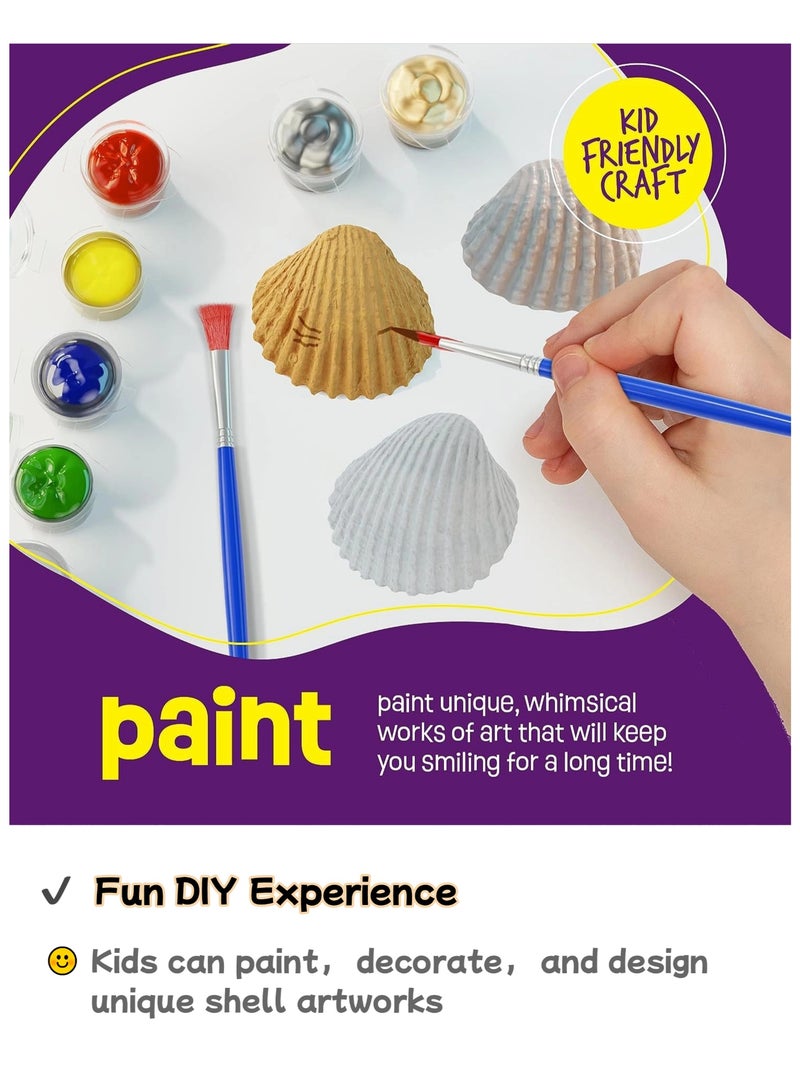 نجمة ولاء مجموعة أدوات الرسم على الأصداف للأطفال - مجموعة فنية يدوية الصنع من الأصداف البحرية مع ألوان وفرش وملصقات للمرح الإبداعي - Image 3