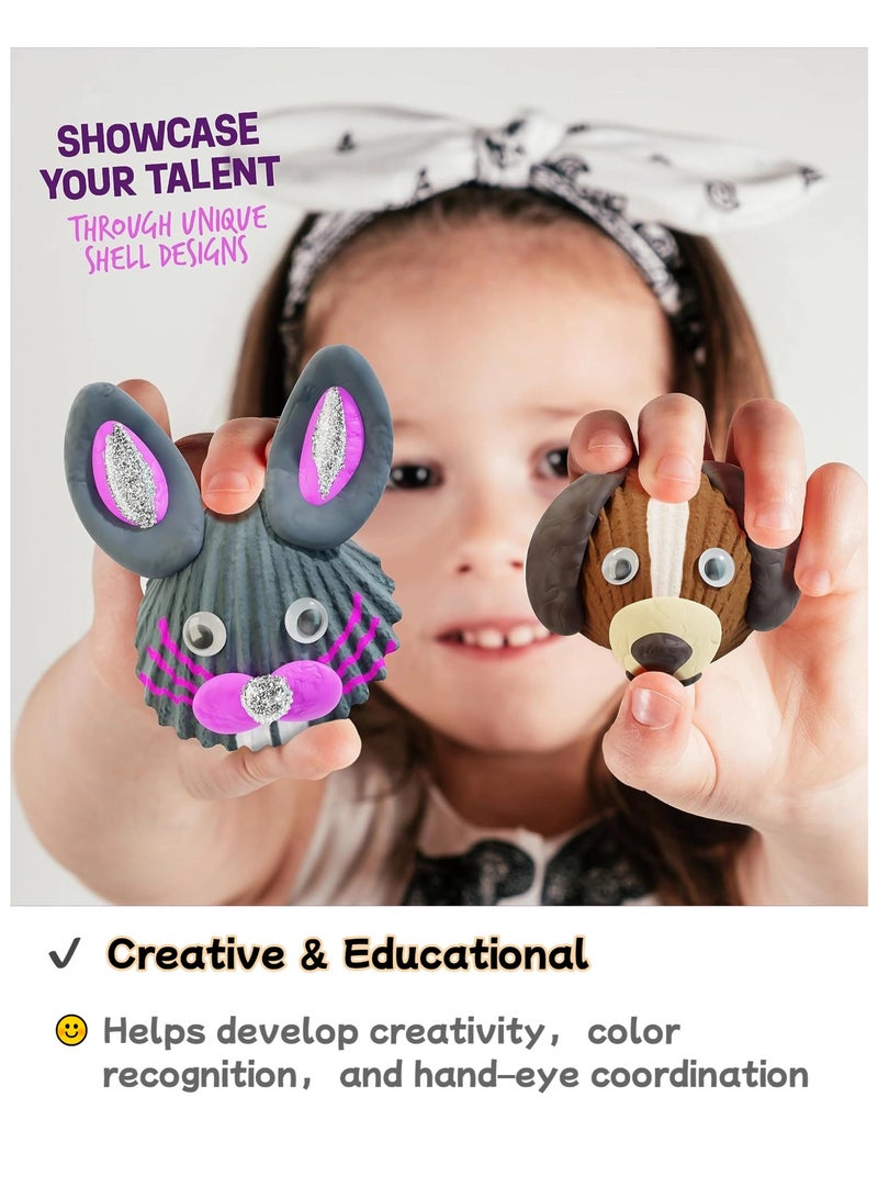 نجمة ولاء مجموعة أدوات الرسم على الأصداف للأطفال - مجموعة فنية يدوية الصنع من الأصداف البحرية مع ألوان وفرش وملصقات للمرح الإبداعي - Image 4