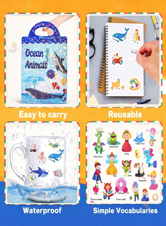 Wishkey Reusable Jelly Sticker Book for Kids 36 Pcs Ocean Animals Theme, Waterproof Double Sided Activity Book, Underwater Sea Life Educational Learning Toy, Travel Friendly for Toddlers Age 2+ - Image 5