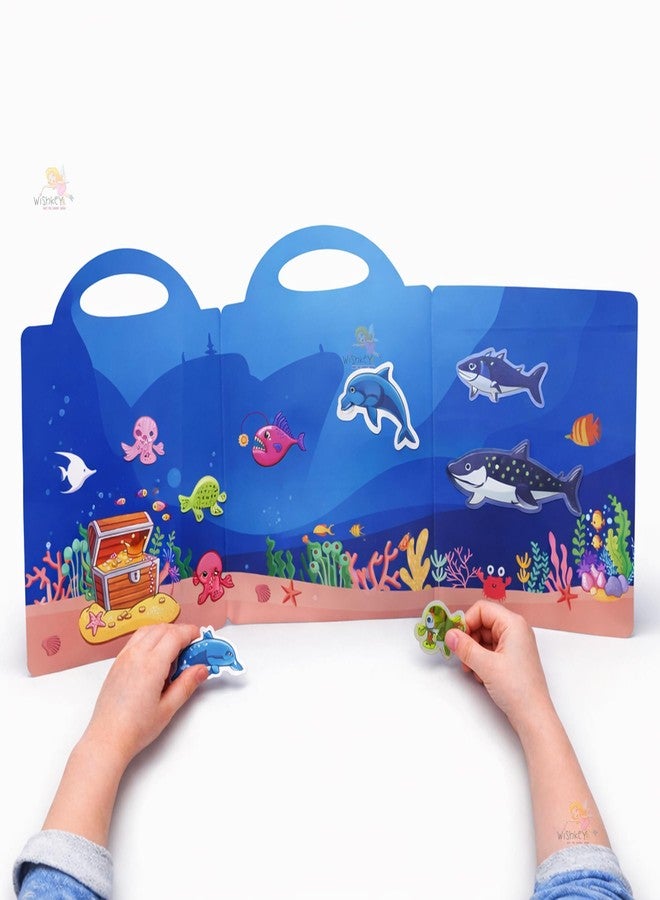 Wishkey Reusable Jelly Sticker Book for Kids 36 Pcs Ocean Animals Theme, Waterproof Double Sided Activity Book, Underwater Sea Life Educational Learning Toy, Travel Friendly for Toddlers Age 2+ - Image 3