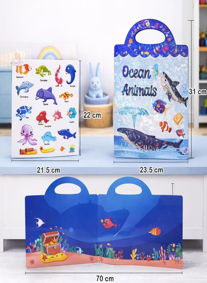 Wishkey Reusable Jelly Sticker Book for Kids 36 Pcs Ocean Animals Theme, Waterproof Double Sided Activity Book, Underwater Sea Life Educational Learning Toy, Travel Friendly for Toddlers Age 2+ - Image 2