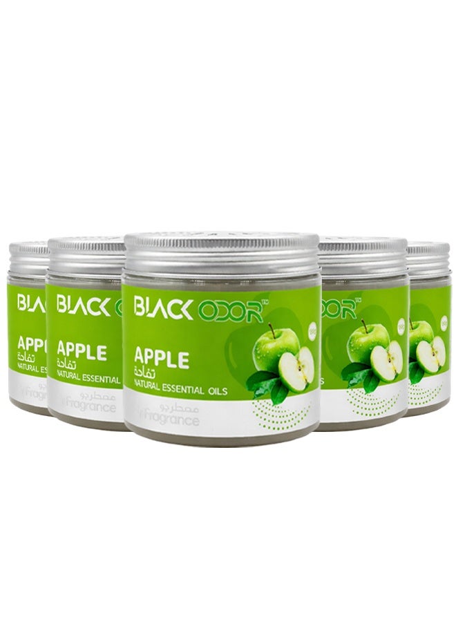 BLACK ODOR Combo 5 pcs BLACK ODOR Apple Air Freshener Gel – Natural Essential Oil Based Car & Home Fragrance, Long Lasting Non Toxic Spill Proof Air Freshener for Car Dashboard, Cup Holder, Office, Bedroom & Living Spaces - Image 1