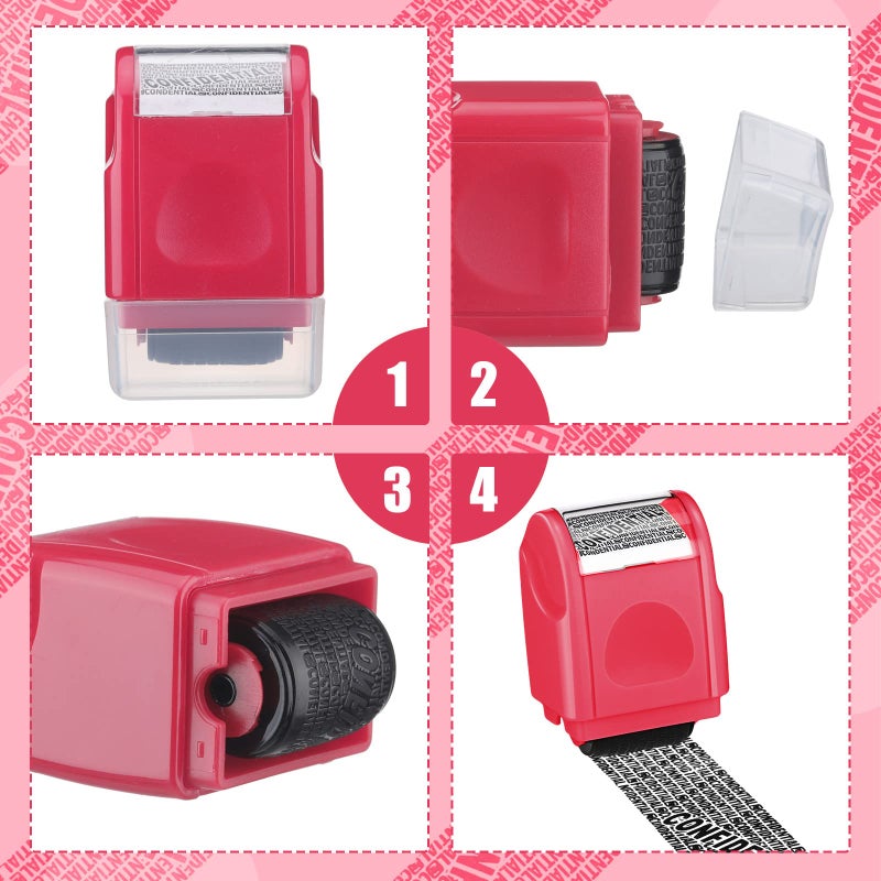 Nezyo 2 Pack Identity Protection Roller Stamp Identity Theft, Confidential, Privacy Roller Stamp Information Blocker and 4 Pack Refill Ink for ID Account Data Address Security(Peach) - Image 4