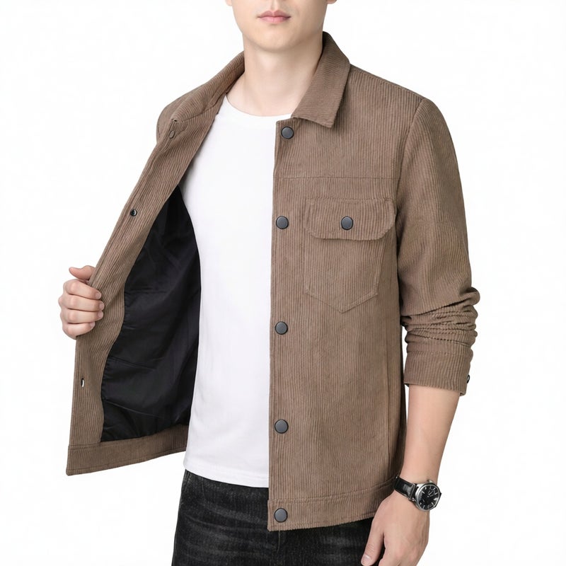 Men's Corduroy Jacket Casual Lapel Workwear Outerwear - Image 4