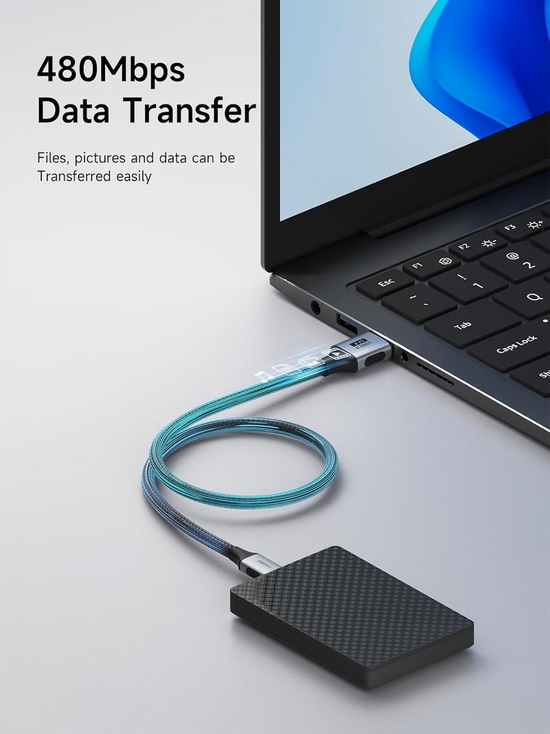 هاجيبس كابل بيانات مضفر سريع الشحن 6A من هاجيبيس، USB A إلى C، سرعة نقل بيانات 480 ميجابت في الثانية، شحن وتزامن بيانات، كابل شحن PD، متوافق مع Android Auto وCarplay لأجهزة iPhone 17/16/15 Pro Max (25 سم) - Image 4