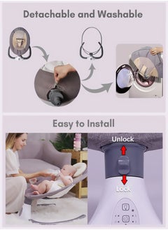 Bukela 2-in-1 Electric Baby Swing & Bouncer | Auto Infant Rocker with Smart Sensor | Bluetooth Music, 12 Lullabies & Remote Control | Adjustable Speeds & 4 Timers for Newborns  - Image 4