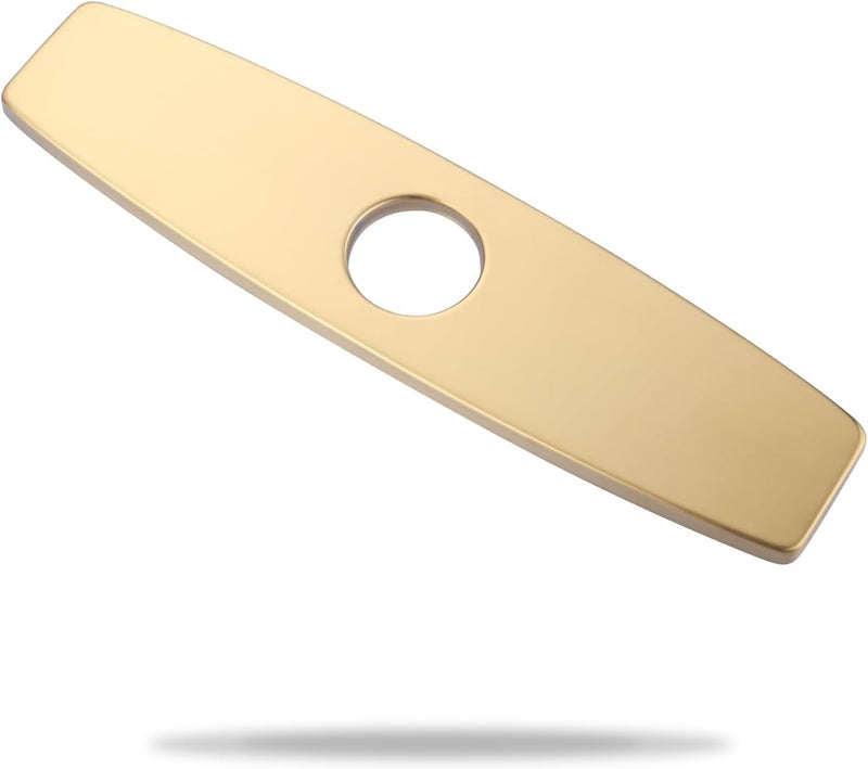 Arcora 10.2 Inch Faucet Plate, Kitchen or Bathroom Faucet Deck Plate for 1 or 3 Hole, Stainless Steel Sink Hole Cover Escutcheon, Brushed Gold - Image 1