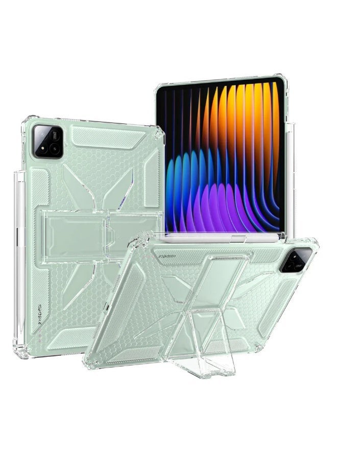 Transparent Stand Case for Xiaomi Pad 7 Pro/Xiaomi Pad 7 11.2 Inch 2025 Case Shockproof,Thin Slim Lightweight Anti-Yellowing Bumper, Kickstand Cover, with Pencil Holder - Clear - Image 1