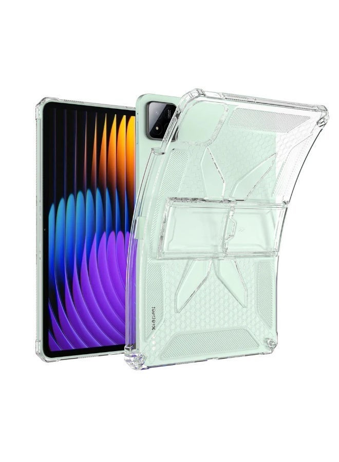 Transparent Stand Case for Xiaomi Pad 7 Pro/Xiaomi Pad 7 11.2 Inch 2025 Case Shockproof,Thin Slim Lightweight Anti-Yellowing Bumper, Kickstand Cover, with Pencil Holder - Clear - Image 2