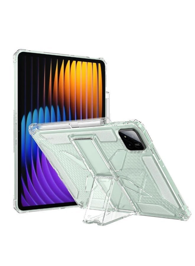 Transparent Stand Case for Xiaomi Pad 7 Pro/Xiaomi Pad 7 11.2 Inch 2025 Case Shockproof,Thin Slim Lightweight Anti-Yellowing Bumper, Kickstand Cover, with Pencil Holder - Clear - Image 3