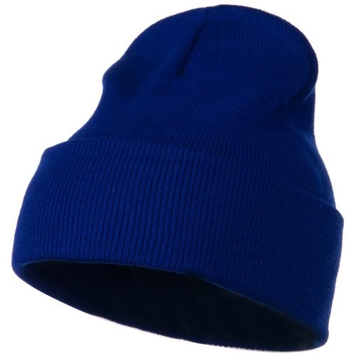 Mega Cap 12 Inch Long Knitted Beanie - Royal OSFM - Image 1