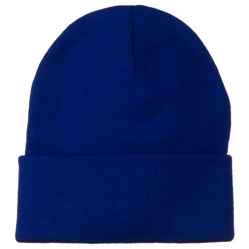 Mega Cap 12 Inch Long Knitted Beanie - Royal OSFM - Image 5