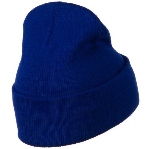 Mega Cap 12 Inch Long Knitted Beanie - Royal OSFM - Image 3