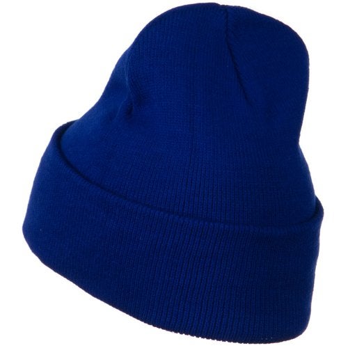 Mega Cap 12 Inch Long Knitted Beanie - Royal OSFM - Image 2