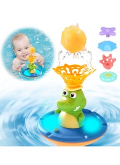 Fountain Crocodile Baby Bath Toys for Toddlers 1-3,4 Modes Spray Water Bath Toy for 1-8 Year Old Boys Girls Kids, Sprinkler Light Up Bathtub Toy Bathroom (Multicolor)