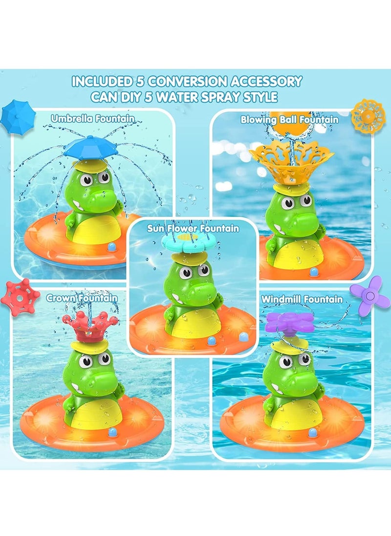 MIXDE - Fountain Crocodile Baby Bath Toys for Toddlers 1-3,4 Modes Spray Water Bath Toy for 1-8 Year Old Boys Girls Kids, Sprinkler Light Up Bathtub Toy Bathroom (Multicolor) - Image 1