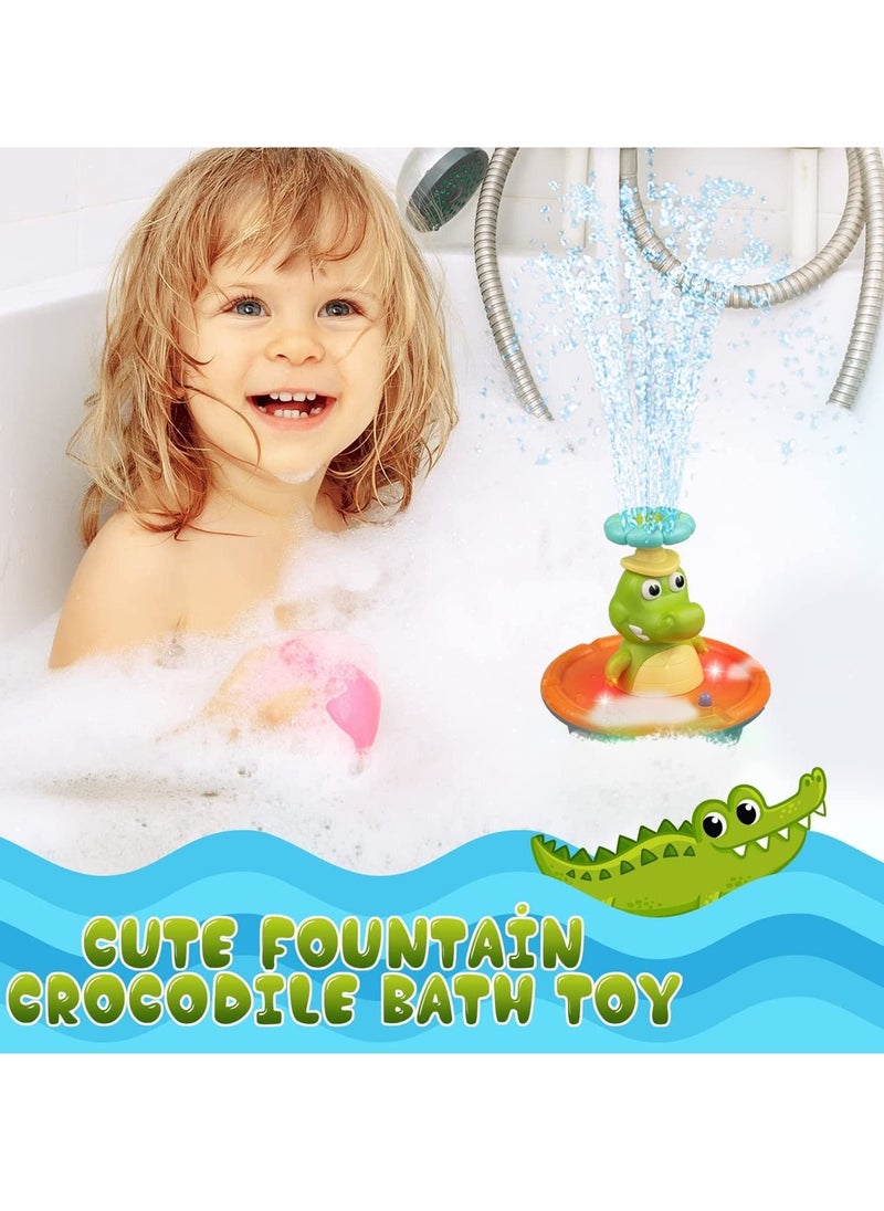 MIXDE - Fountain Crocodile Baby Bath Toys for Toddlers 1-3,4 Modes Spray Water Bath Toy for 1-8 Year Old Boys Girls Kids, Sprinkler Light Up Bathtub Toy Bathroom (Multicolor) - Image 1
