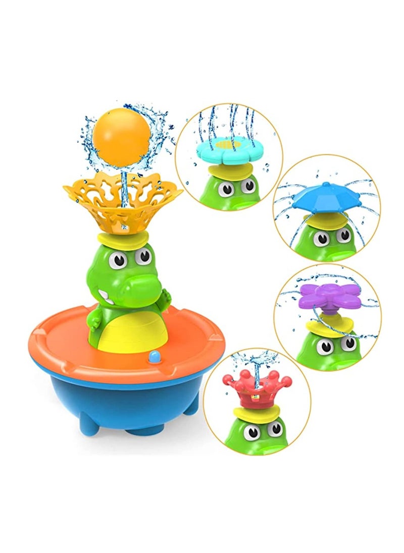 MIXDE - Fountain Crocodile Baby Bath Toys for Toddlers 1-3,4 Modes Spray Water Bath Toy for 1-8 Year Old Boys Girls Kids, Sprinkler Light Up Bathtub Toy Bathroom (Multicolor) - Image 1