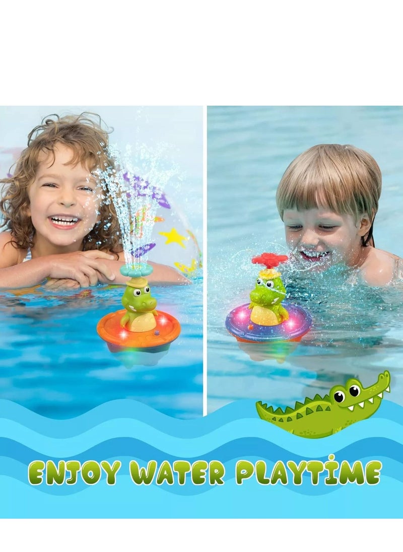 MIXDE - Fountain Crocodile Baby Bath Toys for Toddlers 1-3,4 Modes Spray Water Bath Toy for 1-8 Year Old Boys Girls Kids, Sprinkler Light Up Bathtub Toy Bathroom (Multicolor) - Image 1