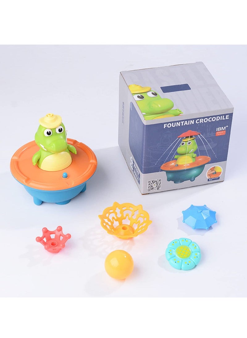 MIXDE - Fountain Crocodile Baby Bath Toys for Toddlers 1-3,4 Modes Spray Water Bath Toy for 1-8 Year Old Boys Girls Kids, Sprinkler Light Up Bathtub Toy Bathroom (Multicolor) - Image 1