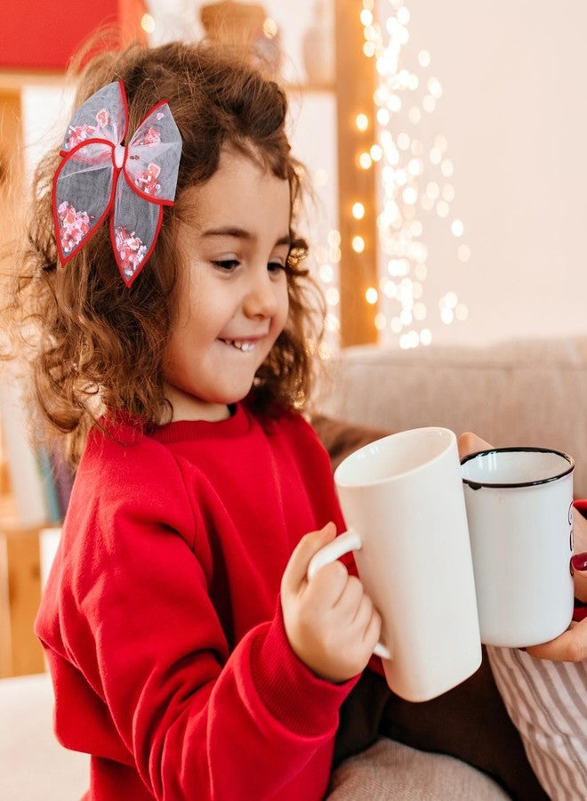 Miroksh Valentines Hair Bow Gift for Girls Women 4in Red Heart Mesh Tulle Fable Bow Alligator Clips for Teen Toddler Kids Cute Valentine's Day Holiday Party Dress Decoration Accessories - Image 3