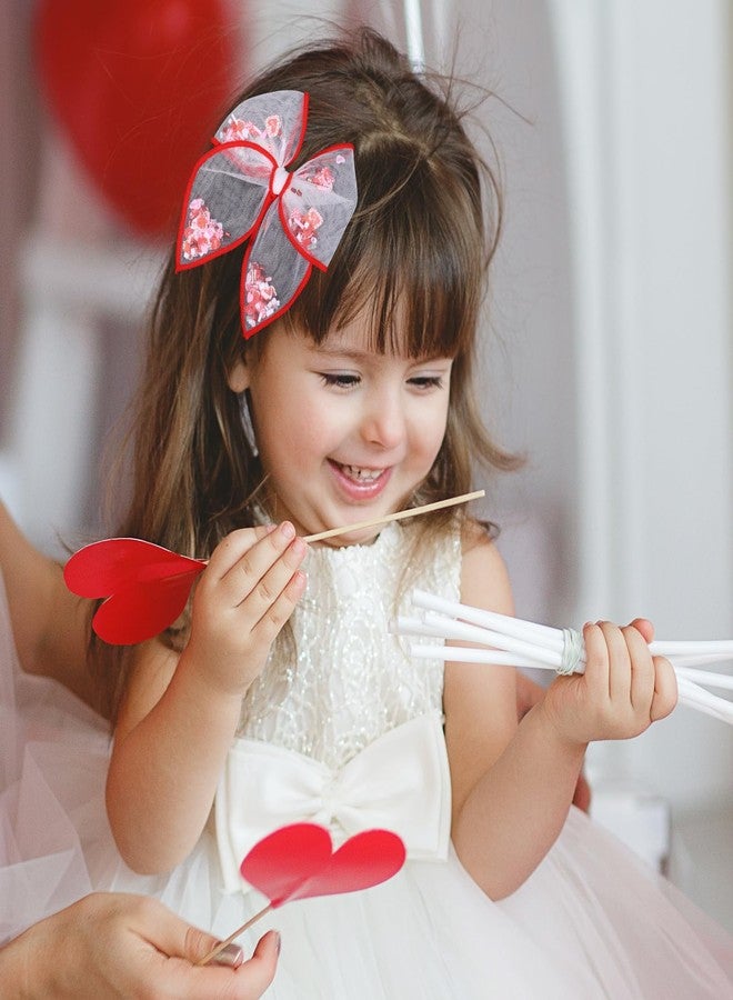 Miroksh Valentines Hair Bow Gift for Girls Women 4in Red Heart Mesh Tulle Fable Bow Alligator Clips for Teen Toddler Kids Cute Valentine's Day Holiday Party Dress Decoration Accessories - Image 4