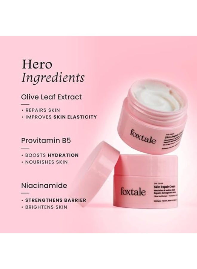 foxtale Skin Repair Cream with Olive Leaf Extract, Provitamin B5 and Niacinamide for Dry and Sensitive Skin Types, Men & Women, 50g - Image 4