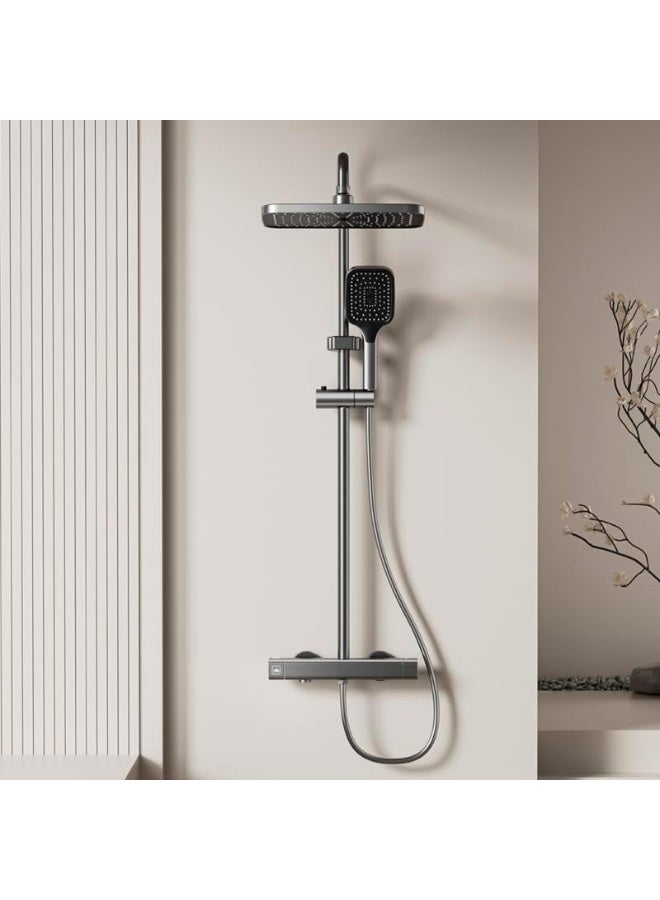 TASVORA Contemporary Stylish | Wall Faucet Shower Mixer | Square Handle Excellent Finish | Ceramic Valve Core | Made Durable Brass (GUN GREY) - Image 1