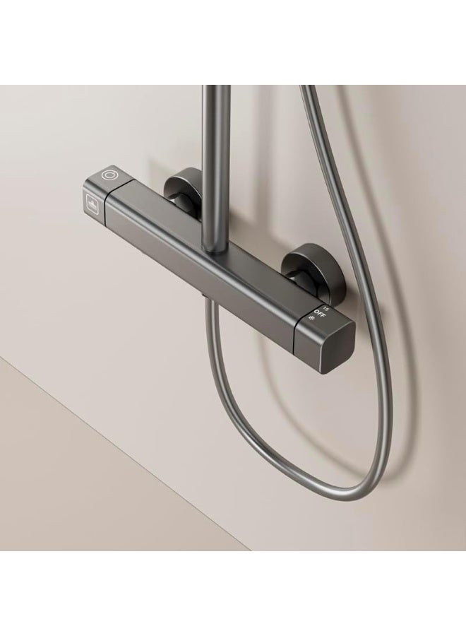 TASVORA Contemporary Stylish | Wall Faucet Shower Mixer | Square Handle Excellent Finish | Ceramic Valve Core | Made Durable Brass (GUN GREY) - Image 2