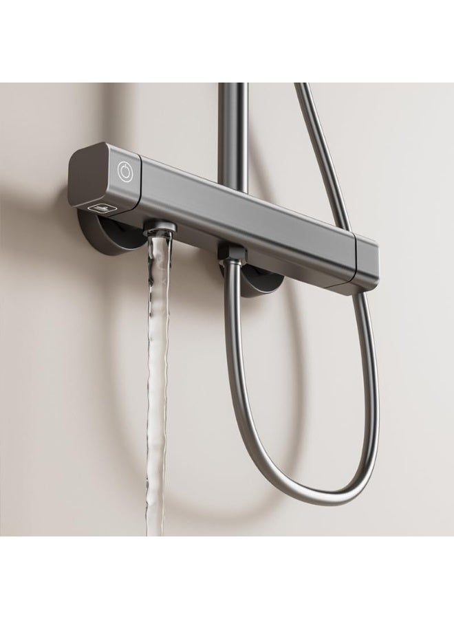 TASVORA Contemporary Stylish | Wall Faucet Shower Mixer | Square Handle Excellent Finish | Ceramic Valve Core | Made Durable Brass (GUN GREY) - Image 3