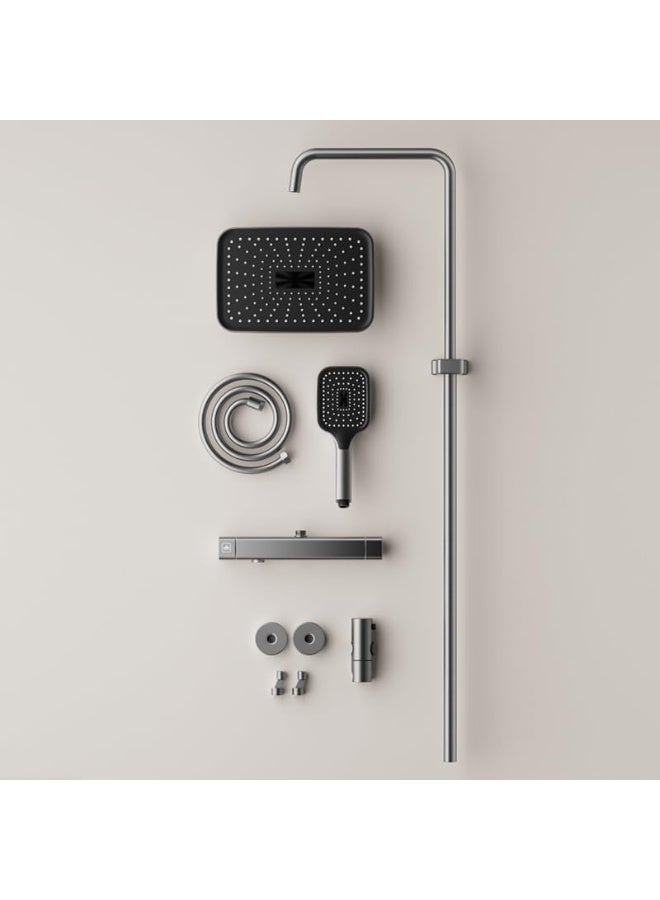 TASVORA Contemporary Stylish | Wall Faucet Shower Mixer | Square Handle Excellent Finish | Ceramic Valve Core | Made Durable Brass (GUN GREY) - Image 5