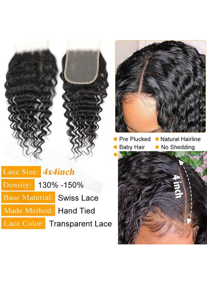 QTHAIR 12A Brazilian Virgin Hair Deep Wave Human Hair Bundles (10' 4X4 Closure) - Image 5