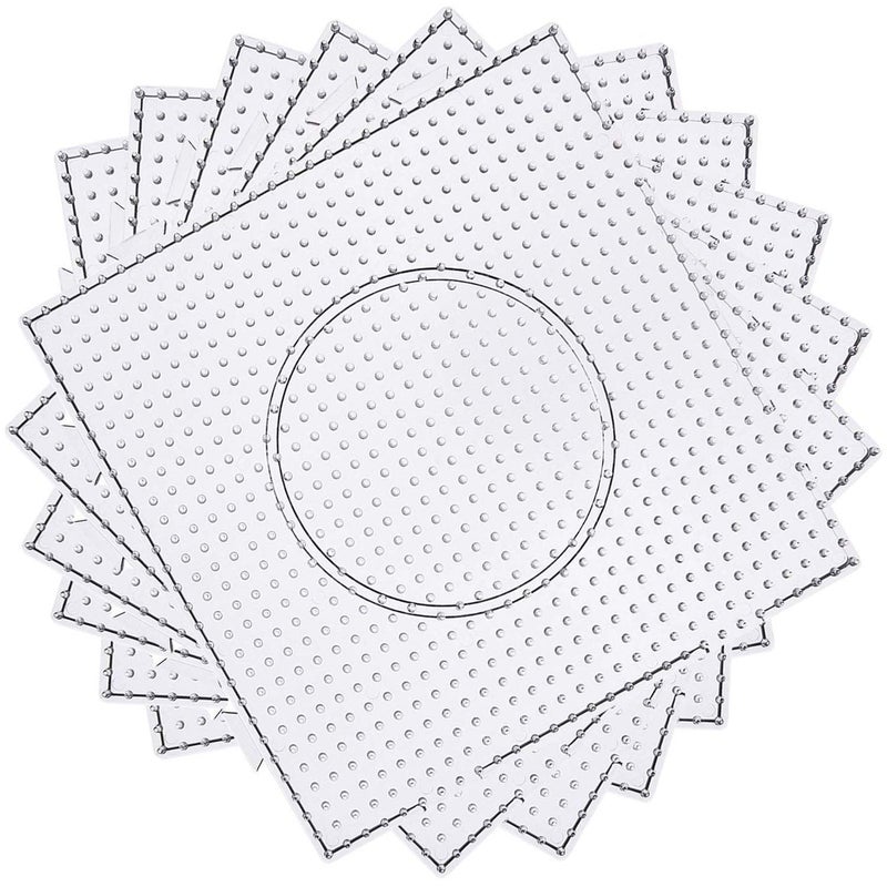 HW 8PCS 5mm Fuse Beads Boards Large Clear Pegboards Kits with Gift 4 Lroning Paper WA3Z15