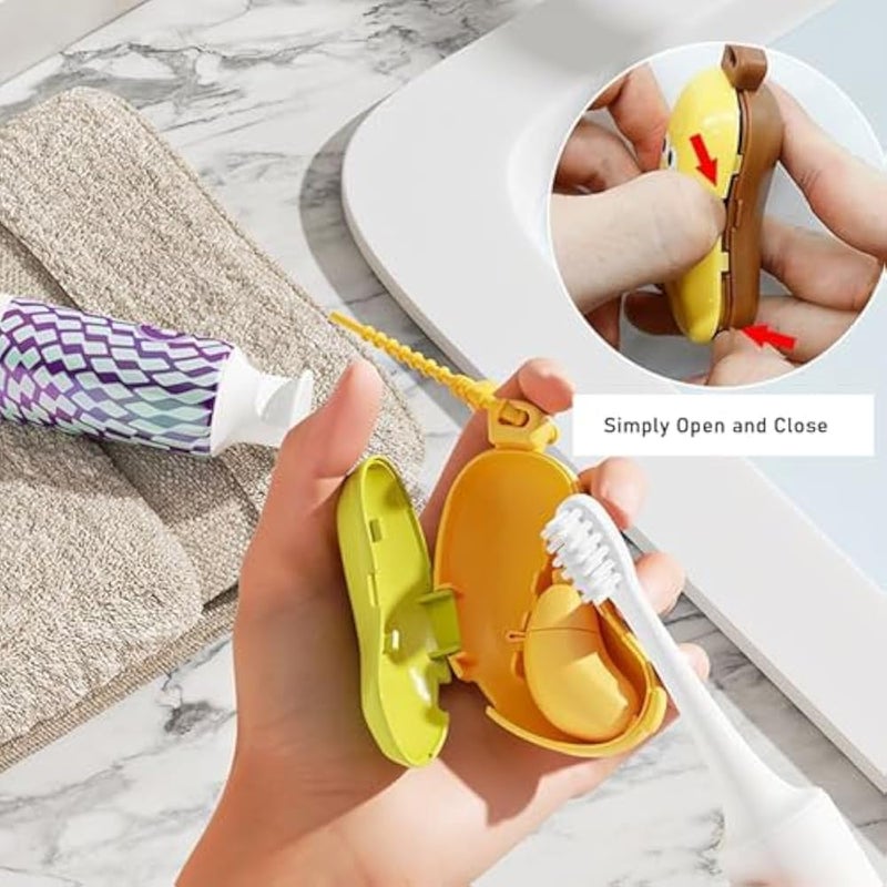 2 Pack Banana Toothbrush Cover, Portable Banana Toothbrush Holder for Travel, Camping, School Trips, Green and Yellow - Image 4
