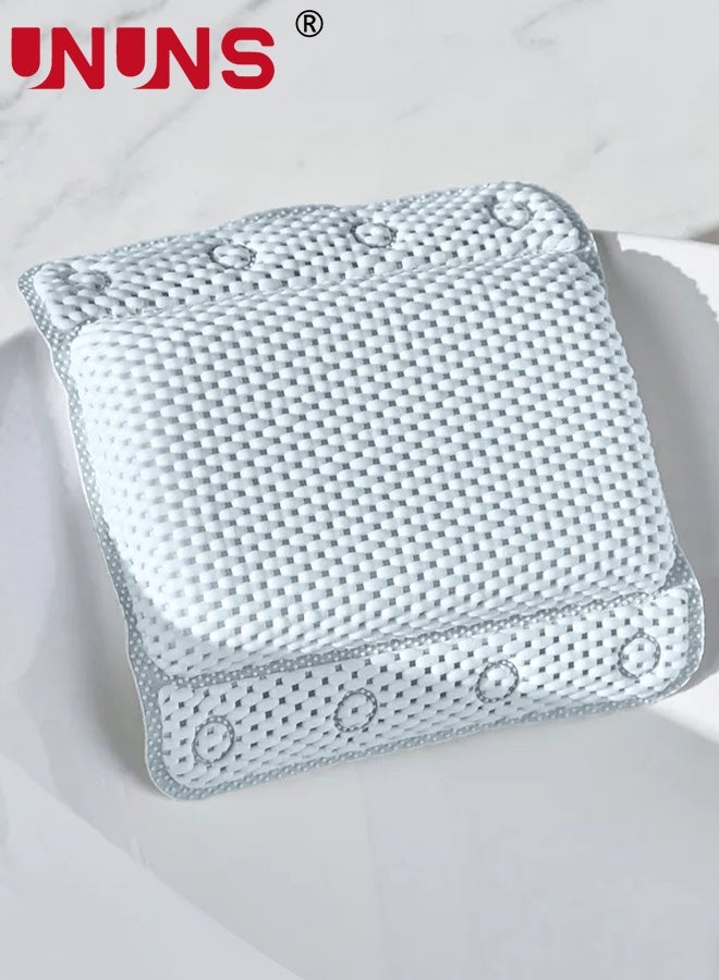 UNUNS Bathtub Pillow,Bath Pillow Non Slip Spa Bathtub Head & Neck Rest Support, Headrest with Soft 4D Mesh Fabric, Permeable Quick Drying Air Mesh Tub Pillow with 8 Suction Cups, Soft & Relaxing,Blue - Image 1