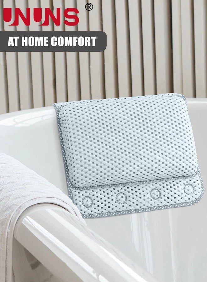 UNUNS Bathtub Pillow,Bath Pillow Non Slip Spa Bathtub Head & Neck Rest Support, Headrest with Soft 4D Mesh Fabric, Permeable Quick Drying Air Mesh Tub Pillow with 8 Suction Cups, Soft & Relaxing,Blue - Image 4