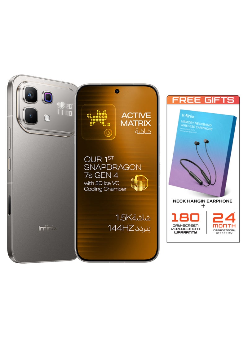 Infinix Note 60 Pro Dual SIM Mist Titanium 8GB RAM 256GB 5G With Free Neck Hangind Earphone + 180 day Day Screen replacement warranty - Middle East Version - Image 1