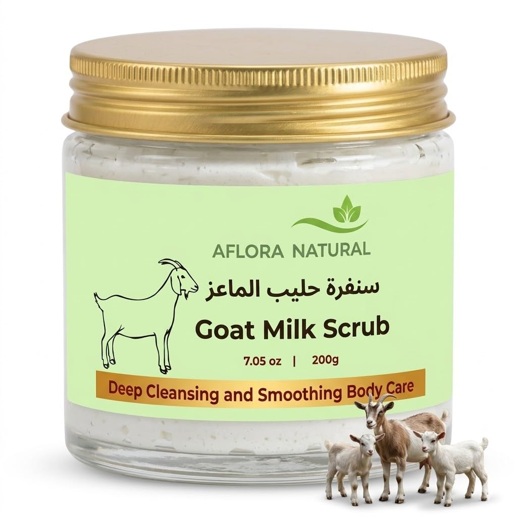 Aflora Natural Goat Milk Nourishing Body Scrub, 200g, Ultra-Smoothing Hydrating Exfoliant for Supple, Radiant and Velvety Soft Skin