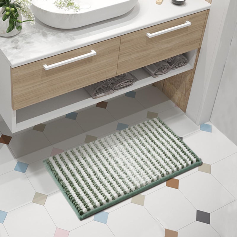 FRESHMINT Chunky Ombre Chenille Bathroom Rug 17""x24""  Small Water Absorbent Soft Bath Rugs for Bathroom Floor  Thick Non Slip Bath Mat Washable Quick Dry Shower Mats  Sage Green and White - Image 1
