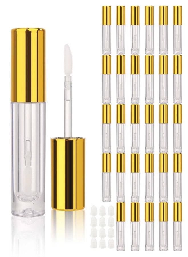 COSIDEA 30pcs 2.5ml Round empty lip gloss tubes bulk with wand Black lipgloss bottle containers wholesale (Gold) - Image 1