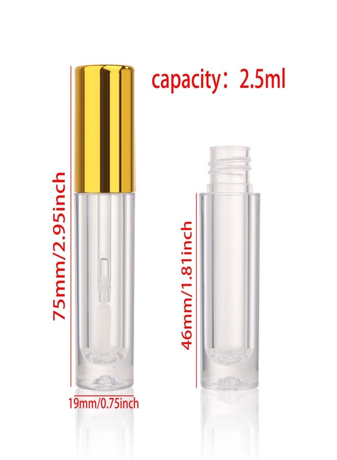 COSIDEA 30pcs 2.5ml Round empty lip gloss tubes bulk with wand Black lipgloss bottle containers wholesale (Gold) - Image 3