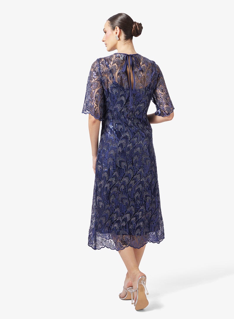 YAS Mesh Detail Bell Sleeve Maxi Dress - Image 2