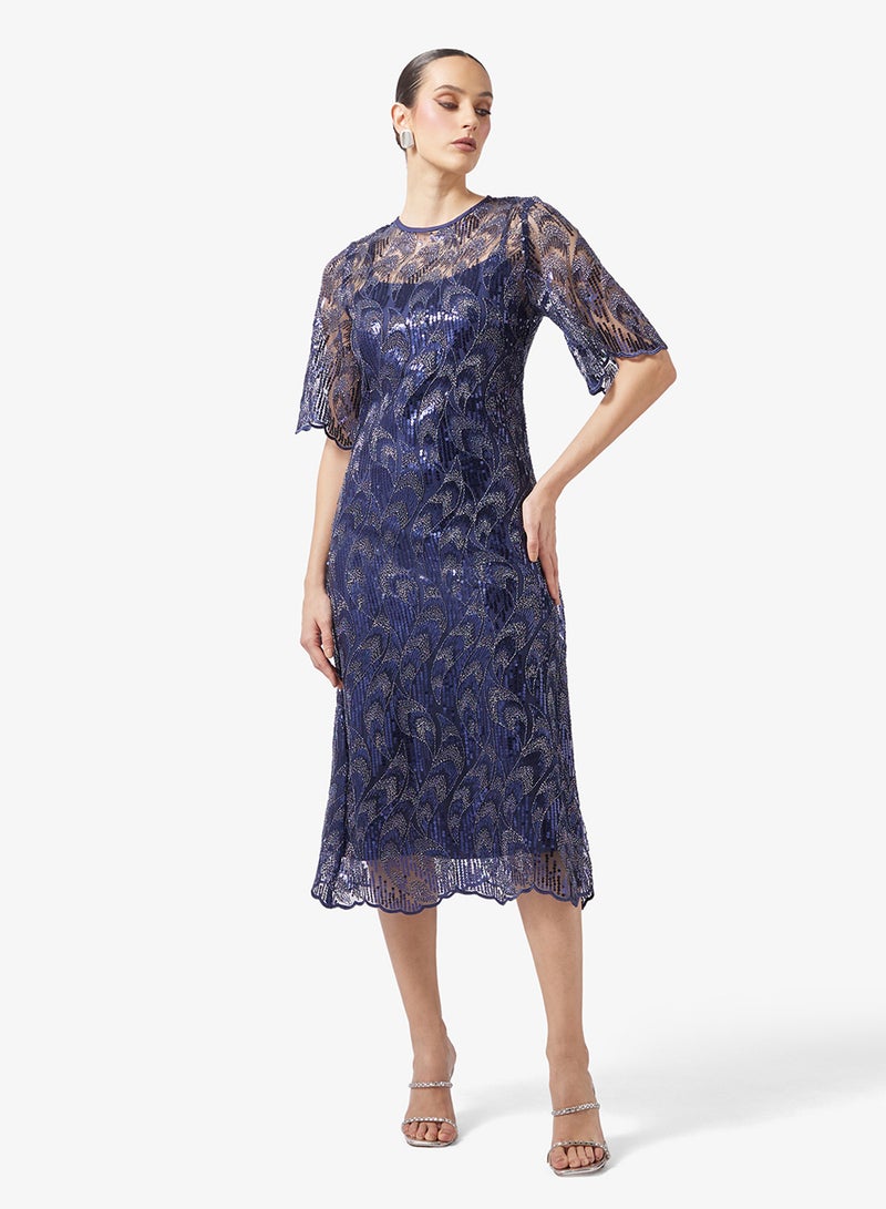 YAS Mesh Detail Bell Sleeve Maxi Dress - Image 1