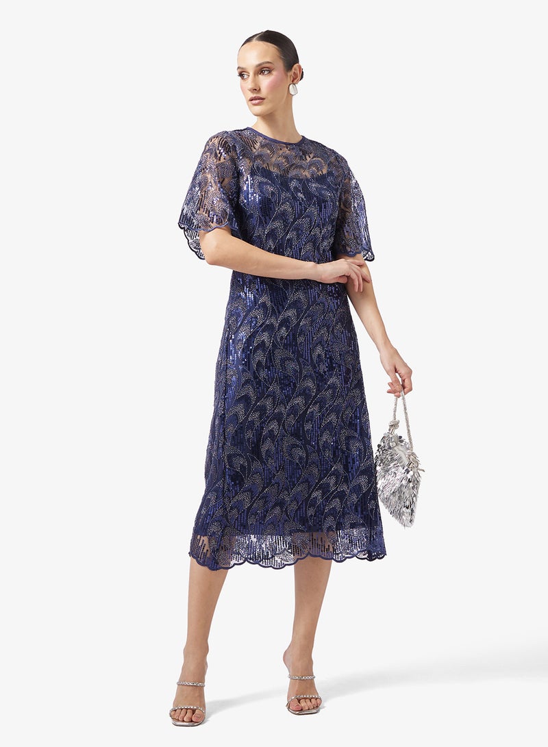 YAS Mesh Detail Bell Sleeve Maxi Dress - Image 4