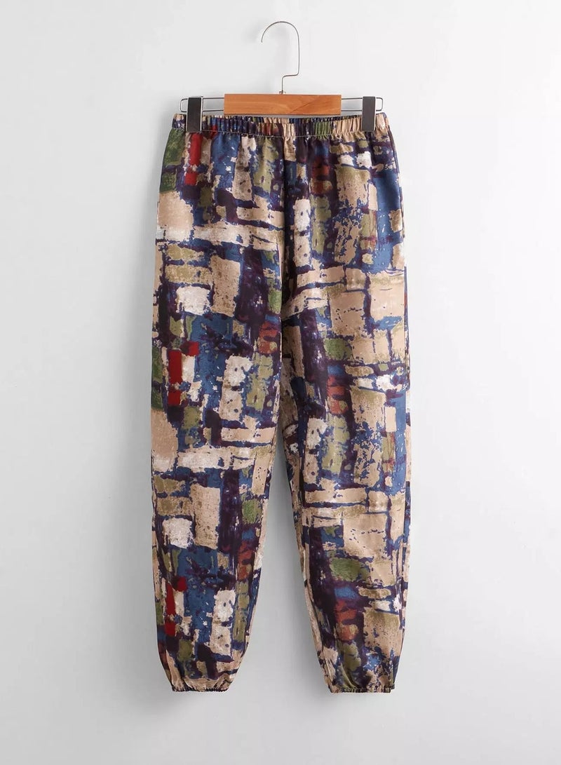 Boys Geo Print Tapered Pants - Image 1